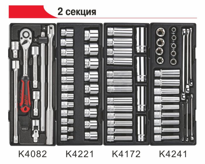 Тележка инструментальная с набором инструментов 344шт. JTC-3931+344, закрытая, 7 ящиков