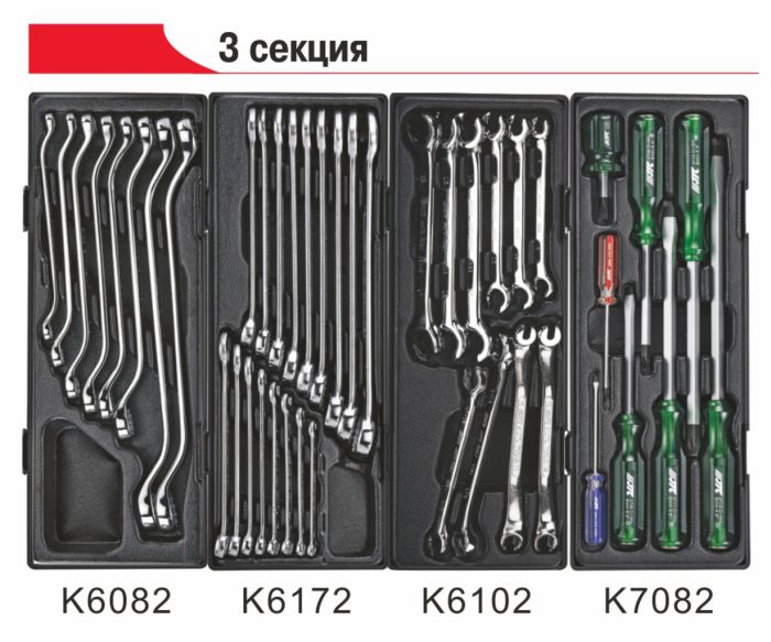 Тележка инструментальная с набором инструментов 225шт. JTC-3931+225, закрытая, 7 ящиков