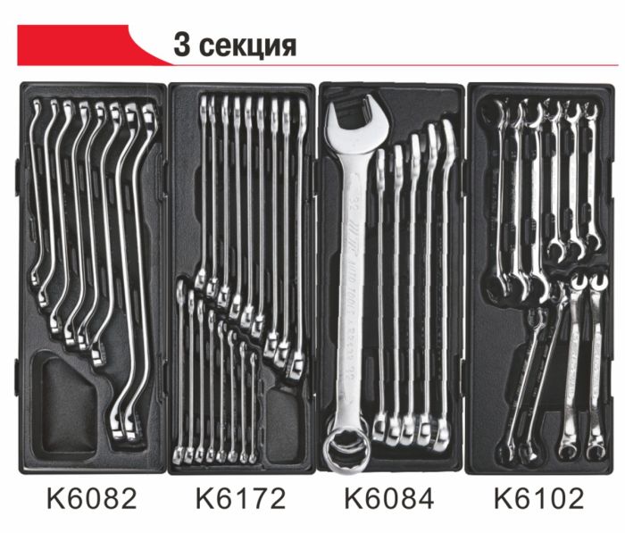 Тележка инструментальная с набором инструментов 279 шт. JTC-5021+279, закрытая, 7 ящиков