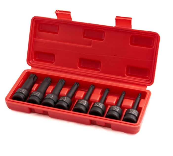 Набор головок ударных TORX ROSSVIK ST242, 1/2", T30-T80, 8 шт.