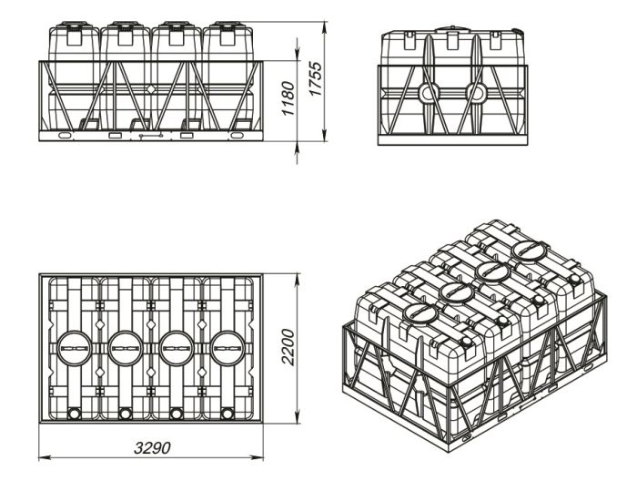 Кассета (4 шт) ЭкоПром SK 2000, 2000 литров