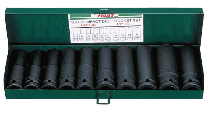 Набор ударных головок длинных Hans 84610M, 1/2", 10-24мм, 10 предметов