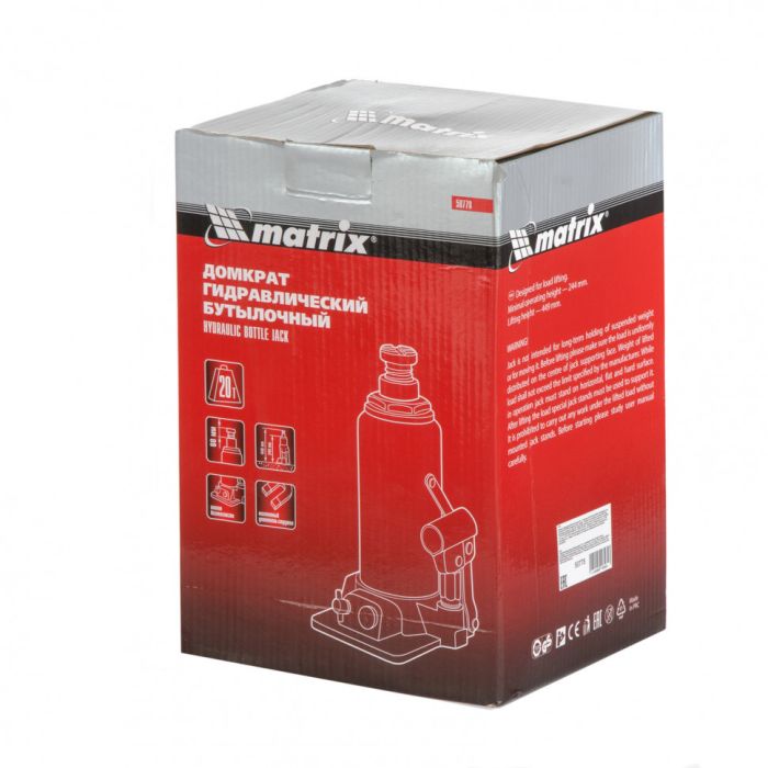 Домкрат бутылочный гидравлический 20 тонн Matrix 50778, автомобильный