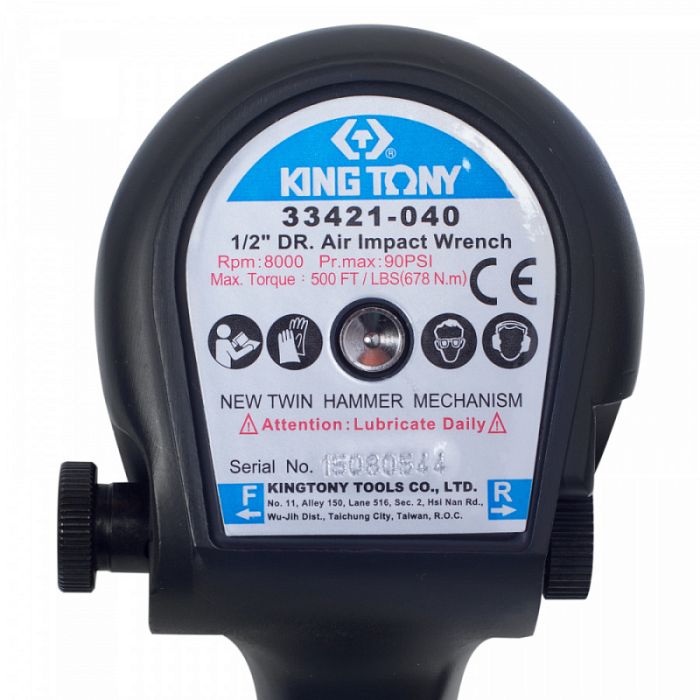 Пневмогайковерт ударный KING TONY P33421-040B, 1/2", легковой, 678 Hм