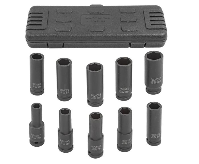 Набор ударных глубоких головок 6-гр. Rock Force RF-4107-5MPB, 1/2", 10-24мм, 10 пр.