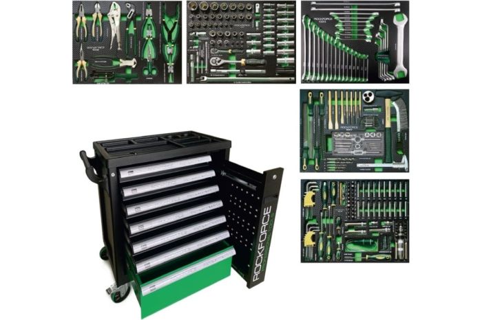 Тележка инструментальная ROCKFORCE RF-55300, закрытая, 7 ящиков, с инструментом 274пр.