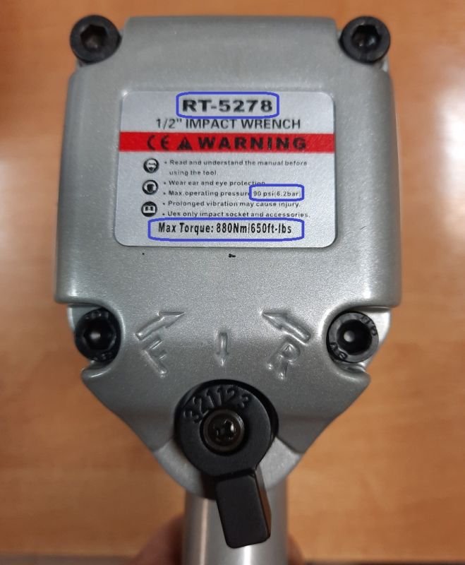 Пневмогайковерт ударный Rotake RT-5278, композитный, легковой, 880 Нм