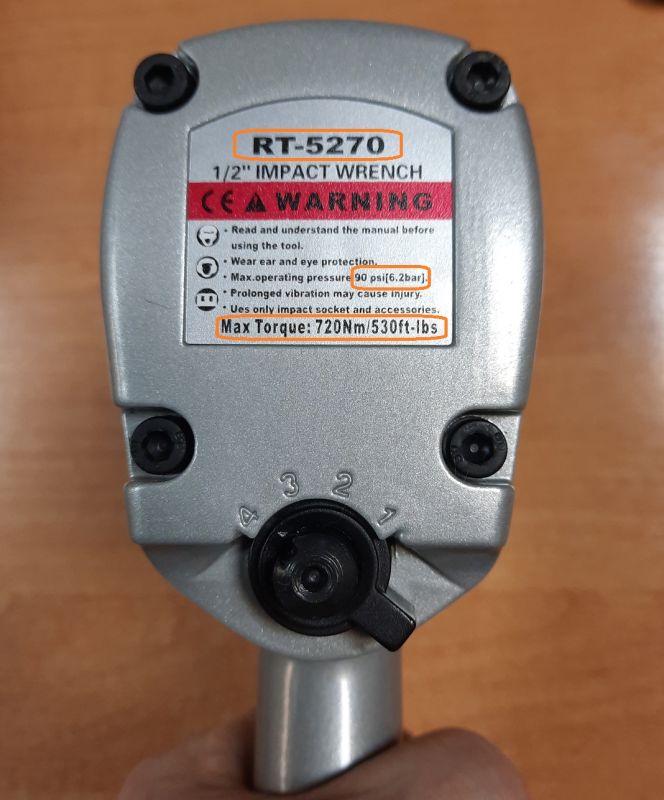 Пневмогайковерт ударный Rotake RT-5270K, 1/2", с набором головок, легковой, 720 Нм