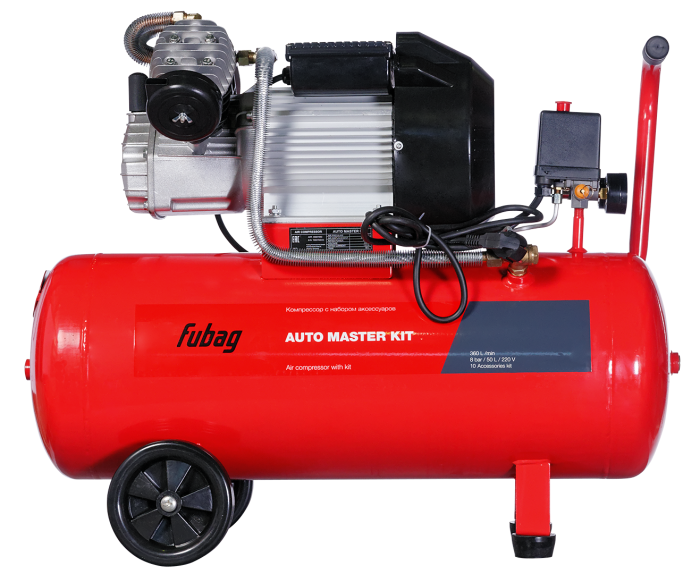 Поршневой компрессор FUBAG AUTO MASTER KIT, коаксиальный привод, масляный, 400 л/мин, 220В