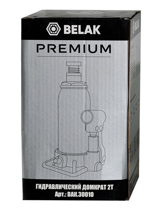 Домкрат бутылочный гидравлический 2 тонны БелАК PREMIUM BAK.30010, автомобильный