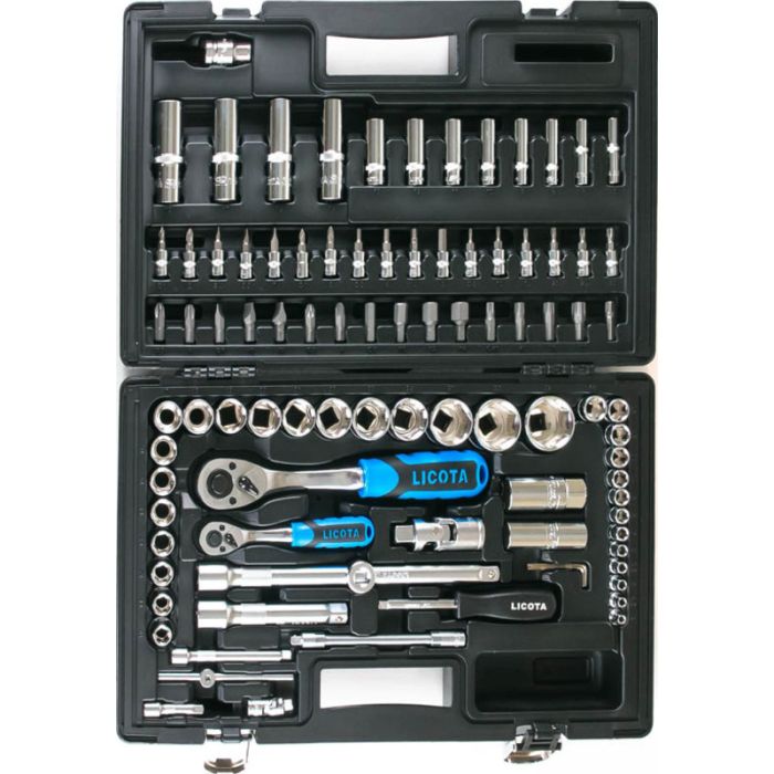 Набор инструментов в кейсе Licota ALK-8010F, 94 предмета, с трещоткой, 1/2", 1/4"