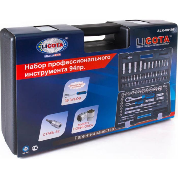Набор инструментов в кейсе Licota ALK-8010F, 94 предмета, с трещоткой, 1/2", 1/4"