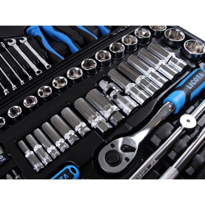 Набор инструментов в кейсе Licota ALK-8009F, 143 предмета, с трещоткой, 1/4", 1/2"