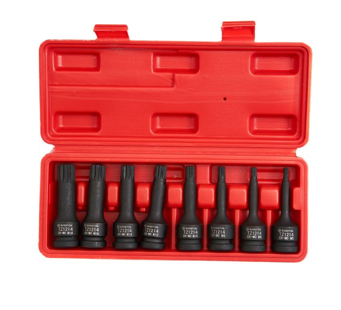 Набор головок ударных SPLINE ROSSVIK ST243, 1/2", M5-M18, 8 шт.