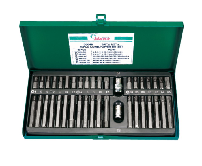 Набор бит для шуруповёрта Hans 06040, 1/2", 3/8", 10мм, 40 предметов