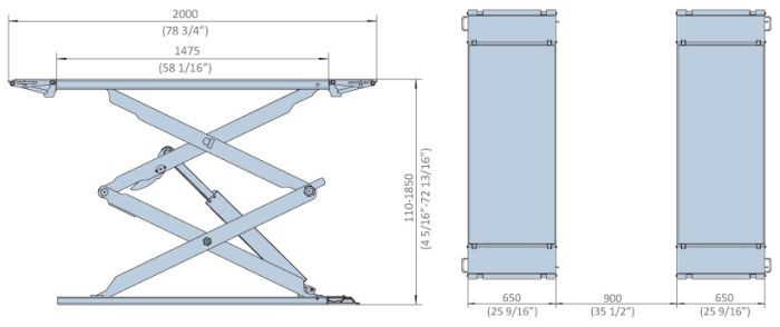 Подъемник автомобильный ножничный 3 тонны Everlift EE-6501V2 (RAL 7016), электрогидравлический, 380В