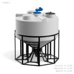 Емкость конусообразная Polimer-Group KV 3000, в обрешетке, 3000л, с лопастной мешалкой