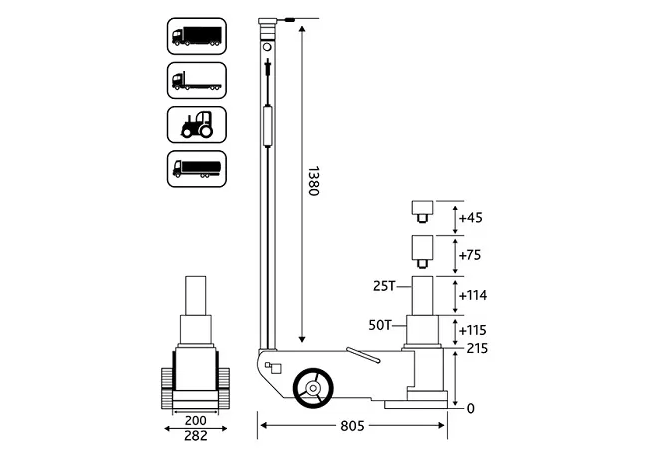 Домкрат подкатной пневмогидравлический 25/50 тонн Станкоимпорт TRA50-2A, автомобильный