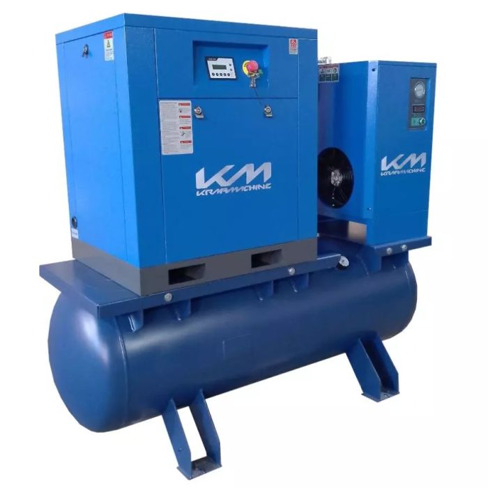 Винтовой компрессор KraftMachine КМ15-10рВ-500/О, ременной привод, 10 бар, IP23, 2200л/мин, 500л, с осушителем