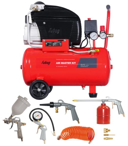 Поршневой компрессор FUBAG AIR MASTER KIT, коаксиальный привод, масляный, 222 л/мин, 220В