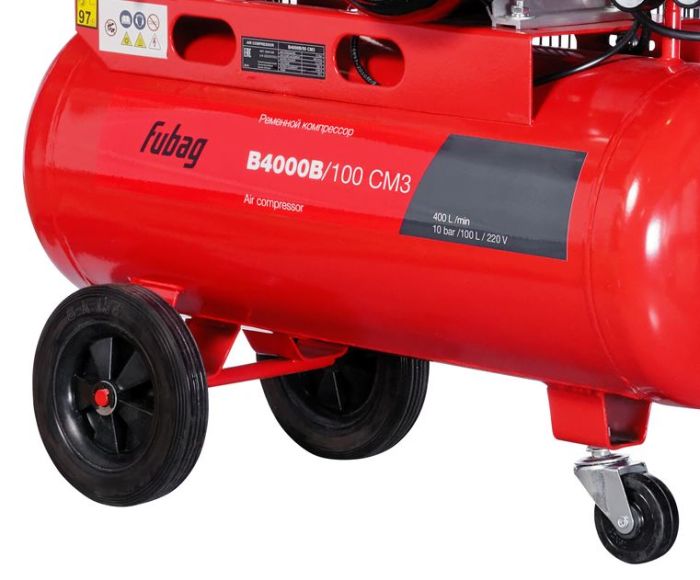 Поршневой компрессор FUBAG B4000B/100 CM3, ременной привод, масляный, 400 л/мин, 220В