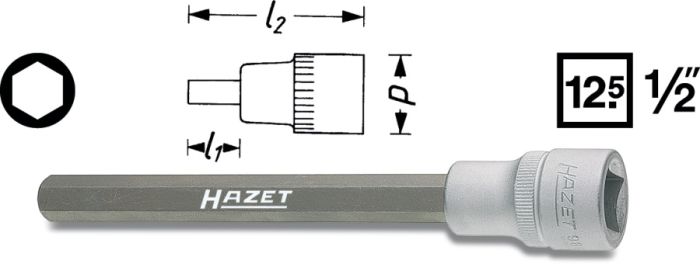 Головка с шестигранной вставкой 1/2" - 7 мм HAZET 986LG-7