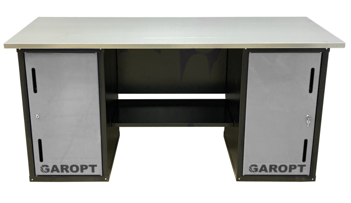 Верстак слесарный Garopt No boxes GT1800DD.grey, 2 тумбы, 4 полки