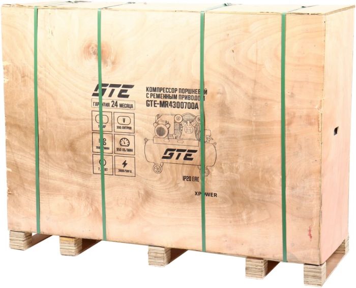 Поршневой компрессор GTE GTE-MR4300700A, ременной, 700л/мин, 300л, 380В