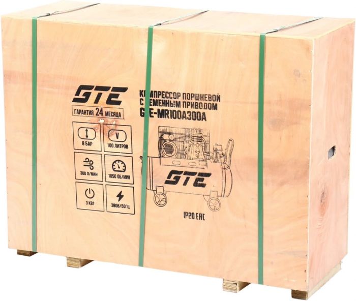 Поршневой компрессор GTE GTE-MR100A300A, ременной, 300л/мин, 100л, 380В