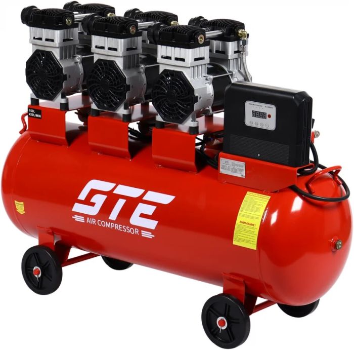 Поршневой компрессор GTE GTE-HMP153420B, прямой, безмасляный, 420л/мин, 153л, 220В