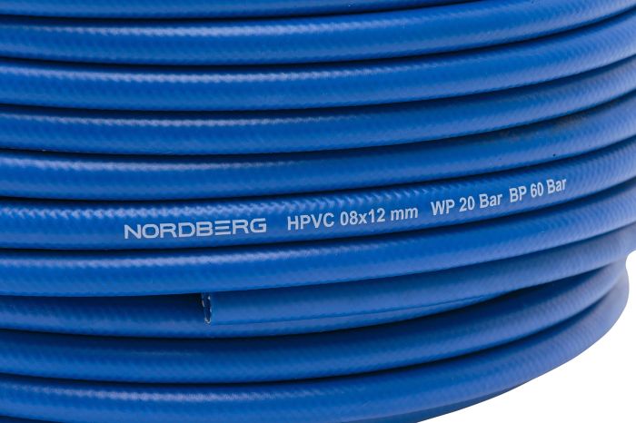 Шланг для раздачи сжатого воздуха NORDBERG H0812HPVC, 8х12мм, гибридный ПВХ, бухта 100м