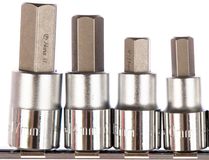 Набор торцевых головок HEX Hans 46026-9C, 1/2", 5-17мм, 9 предметов, без кейса