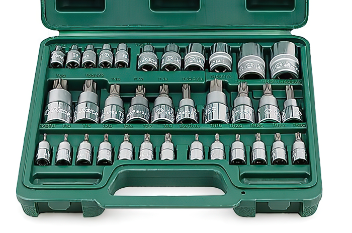 Набор торцевых головок E-Star, Star Hans 9634T, 1/2", 1/4", 3/8", 4-20мм, 34 предмета