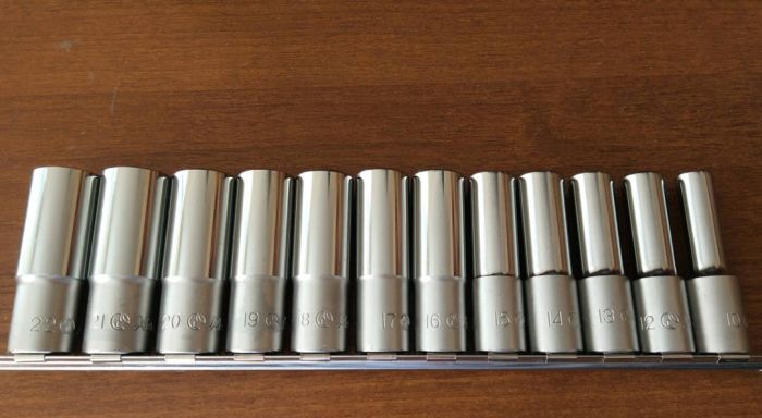 Набор торцевых головок длинных Hex Hans 4602MD, 1/2", 10-22мм, 12 предметов