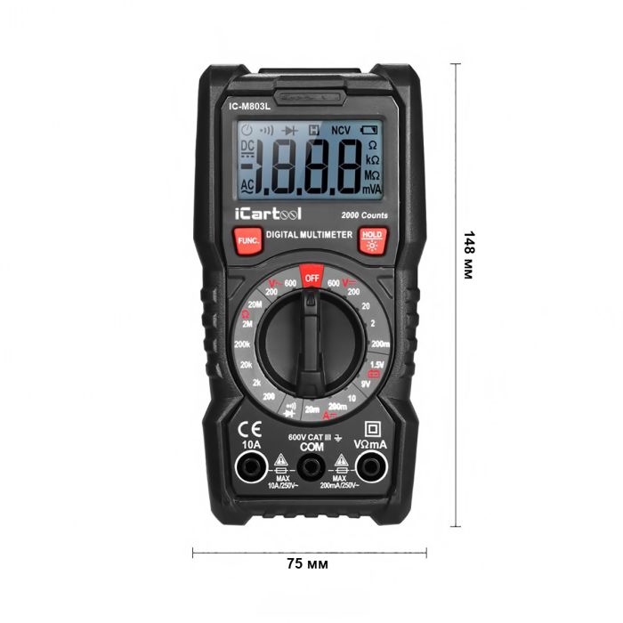 Мультиметр цифровой iCartool IC-M830L