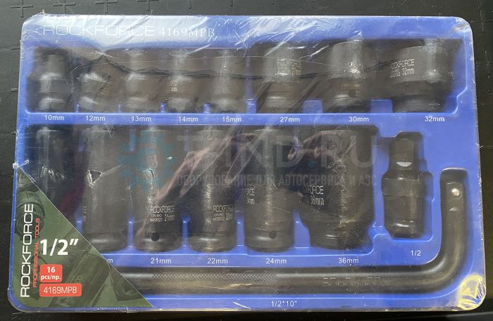 Набор ударных головок 6-гр. Rock Force RF-4169MPB(52616), 1/2", 16 пр.