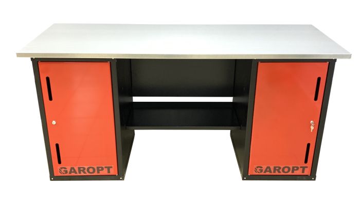 Верстак слесарный Garopt No boxes GT1800DD.red, 2 тумбы, 4 полки
