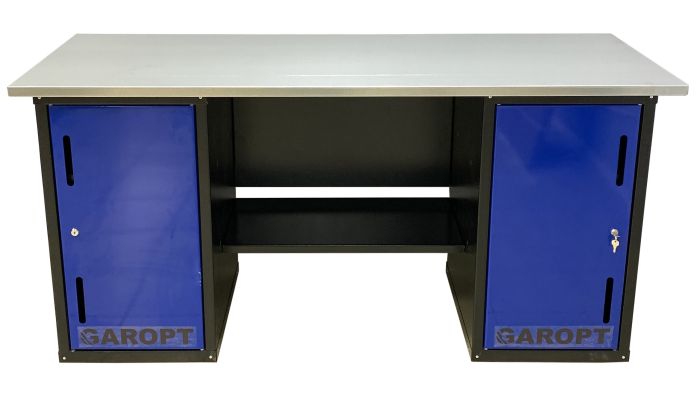 Верстак слесарный Garopt No boxes GT1800DD.blue, 2 тумбы, 4 полки
