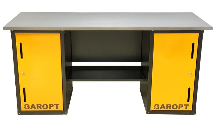 Верстак слесарный Garopt No boxes GT1800DD.yell, 2 тумбы, 4 полки