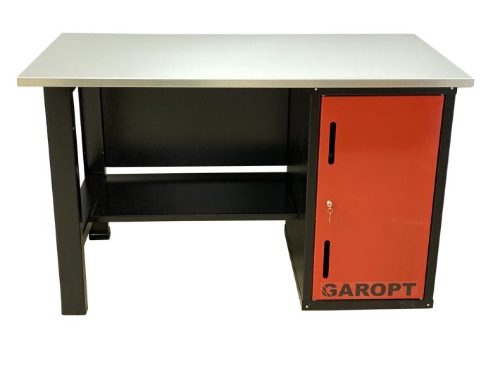 Верстак слесарный Garopt No boxes GT1400STD.red, однотумбовый, 2 полки