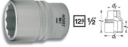 HAZET Головка 12-гранная 1/2" 32мм  900Z-32
