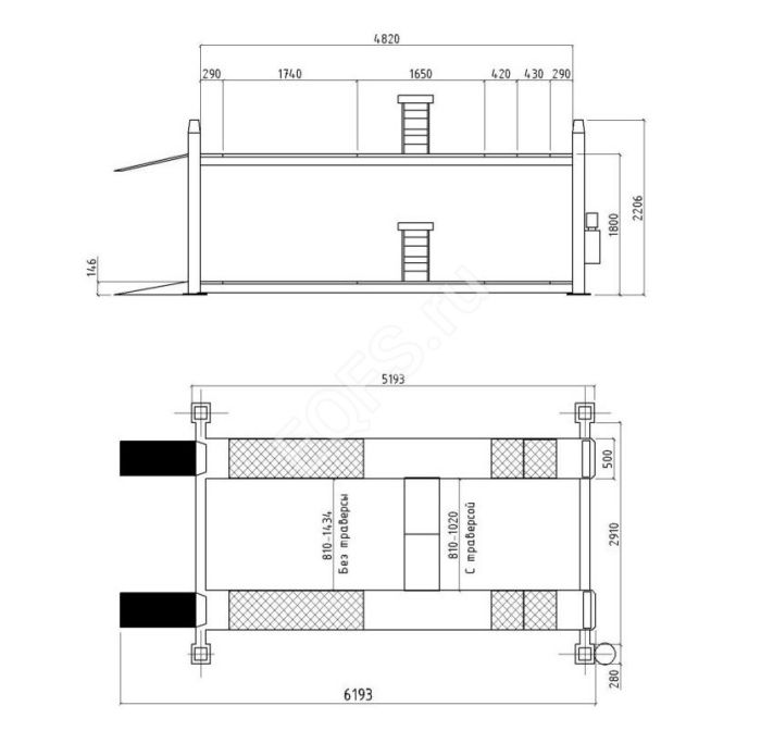 Подъемник четырехстоечный 4 тонны EQFS ES4D-4, электрогидравлический, для сход-развала, 380В