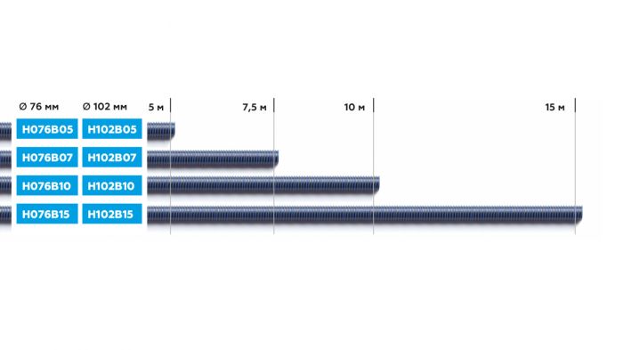 Шланг газоотводный NORDBERG H076B15, D=76мм, длина 15м, синий