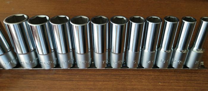 Набор торцевых головок длинных Hex Hans 4602MD, 1/2", 10-22мм, 12 предметов
