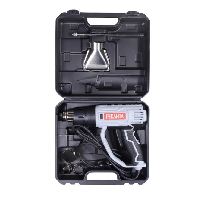Фен промышленный термопистолет РЕСАНТА ФЭ2000ЭК, 50-550°С, 2000Вт, с насадками