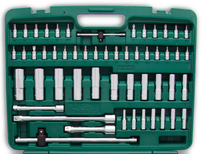 Набор инструментов в кейсе Hans TK-177, 177 предметов, 1/2", 1/4" 3/8", с трещоткой