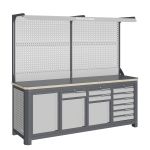 Модульный верстак Верстакофф MCN 2052.S6789-2F, 4 тумбы, 1+2+6 ящиков, с дв. экраном, подсветка