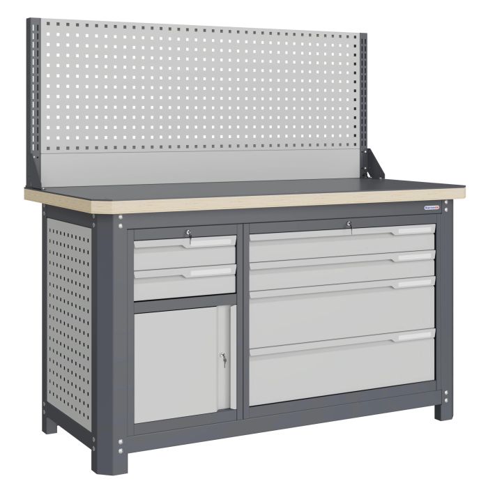 Верстак слесарный Верстакофф MCN 1552.S9L4-1, 2 тумбы, 2+4 ящика, экран