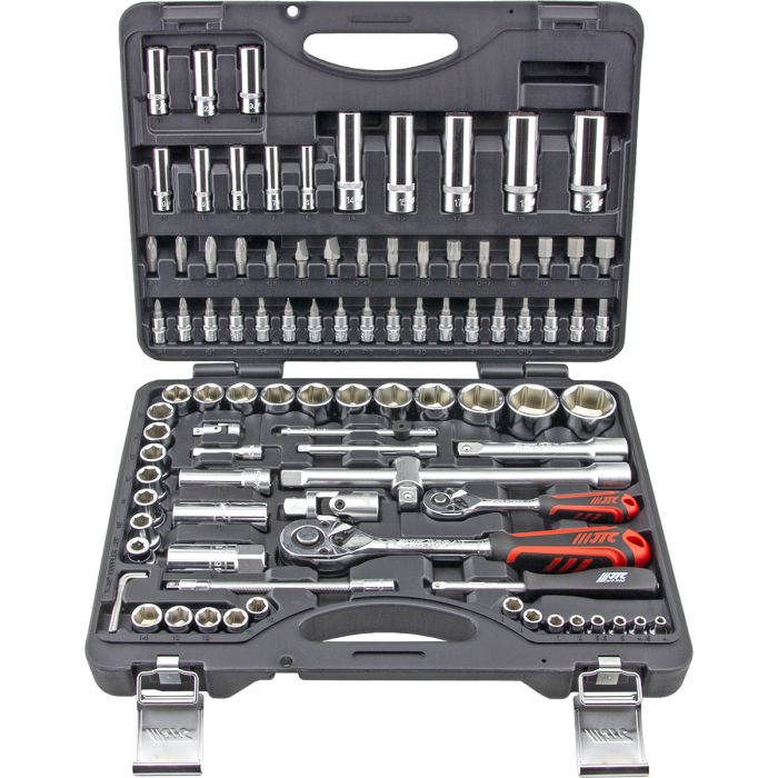 Набор инструментов в кейсе JTC JTC-H096B, 96 предметов, с трещоткой, 1/2", 1/4"