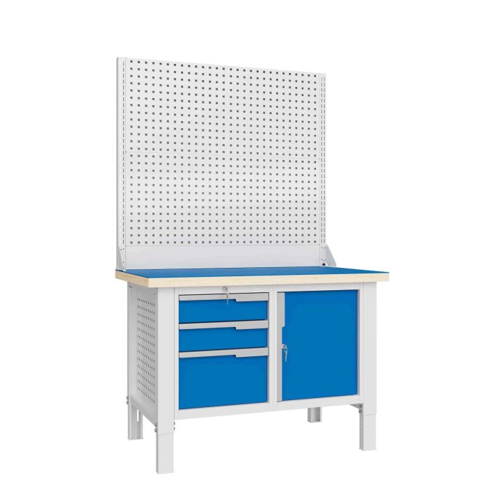 Верстак слесарный Верстакофф CTR 1232.S37.3-2, 2 тумбы, 3 ящика, с дв.экраном